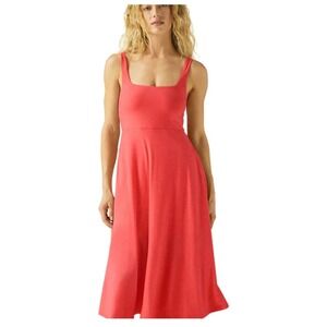 Beyond Yoga  Size-L/G Featherweight At The Ready Midi Dress Coral Pink $138